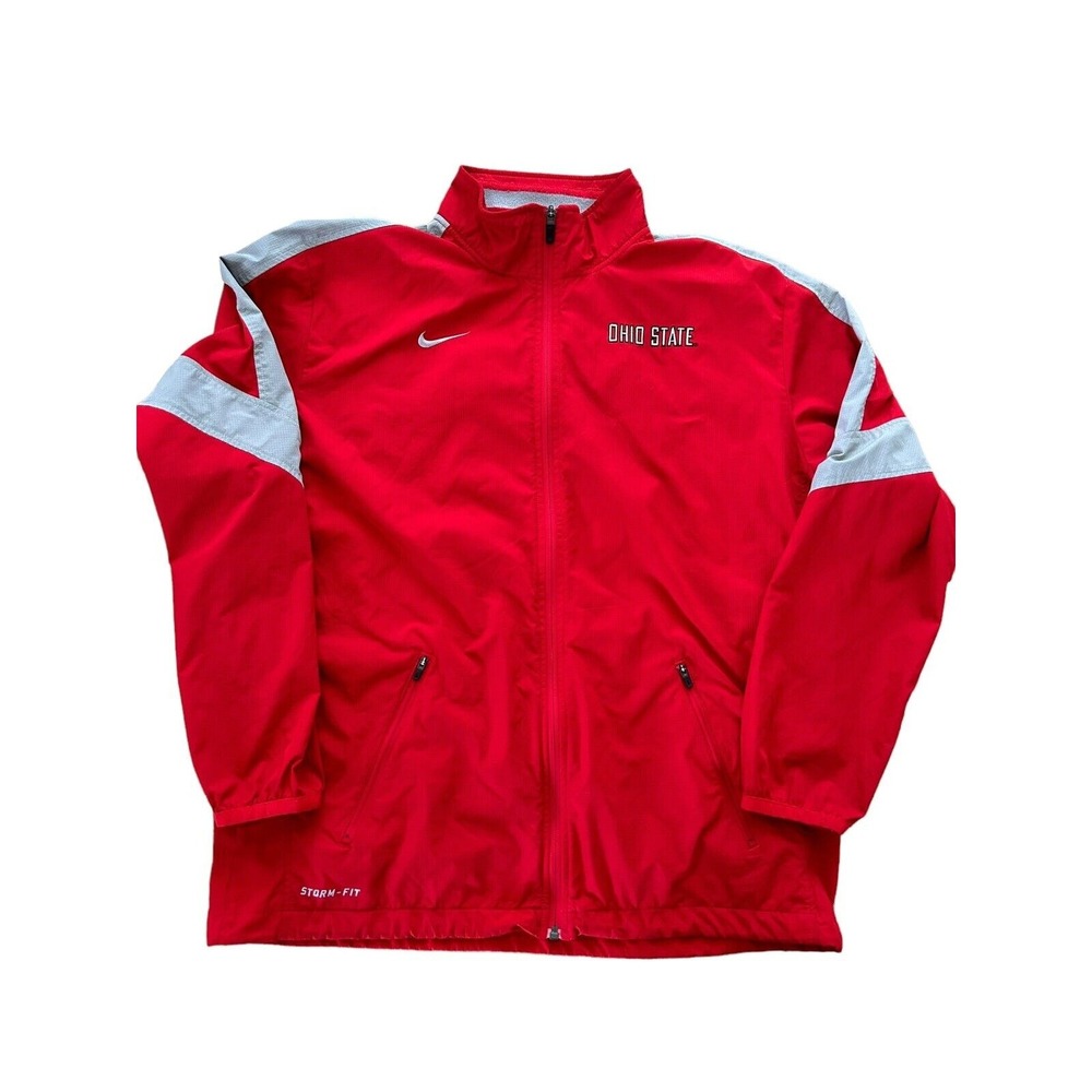 Nike Ohio State Buckeyes 1/4 Zip Jacket Pullover Storm Fit Red Gray‎ Mens MEDIUM